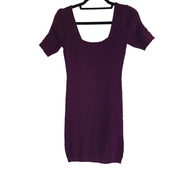 Free People Womens Purple Knit Mini Dress M - Picture 2 of 3